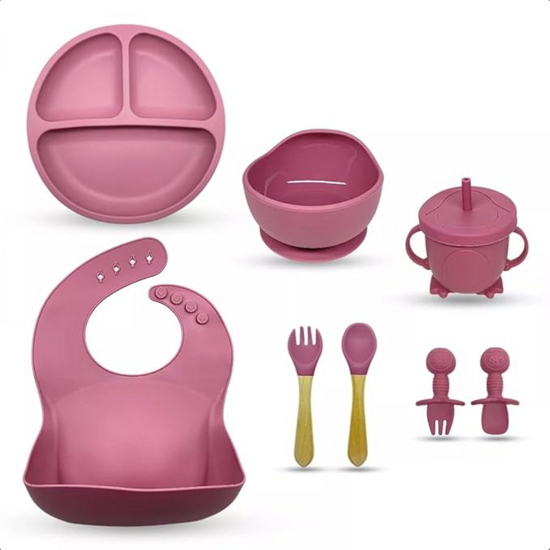 Kit Introdução Alimentar Bebê Utensílios de Silicone 8 Pçs BBL-54