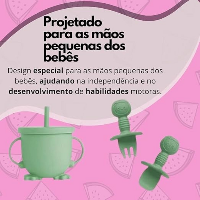 Kit Introdução Alimentar Bebê Utensílios de Silicone 8 Pçs BBL-54