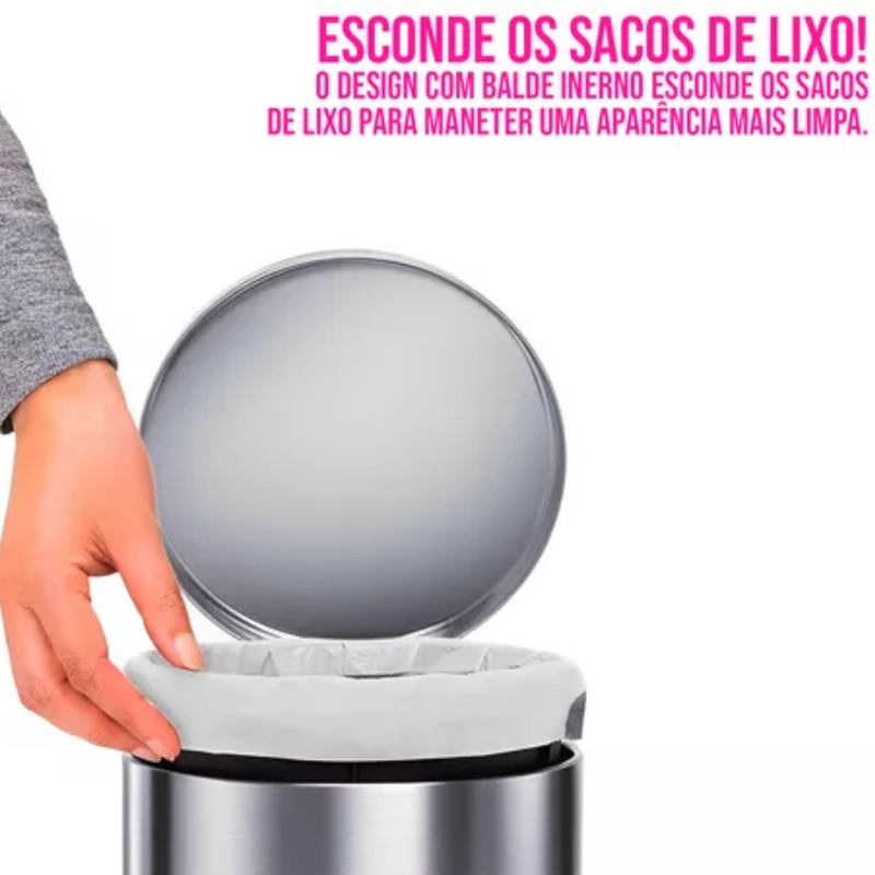 Lixeira Inox 5L com Escova Sanitária 990011