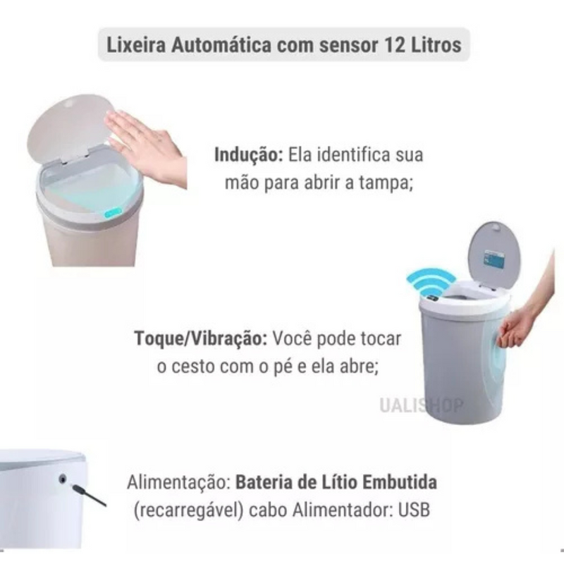 LIXEIRA AUTOMÁTICA 12L COM SENSOR  LK-2112